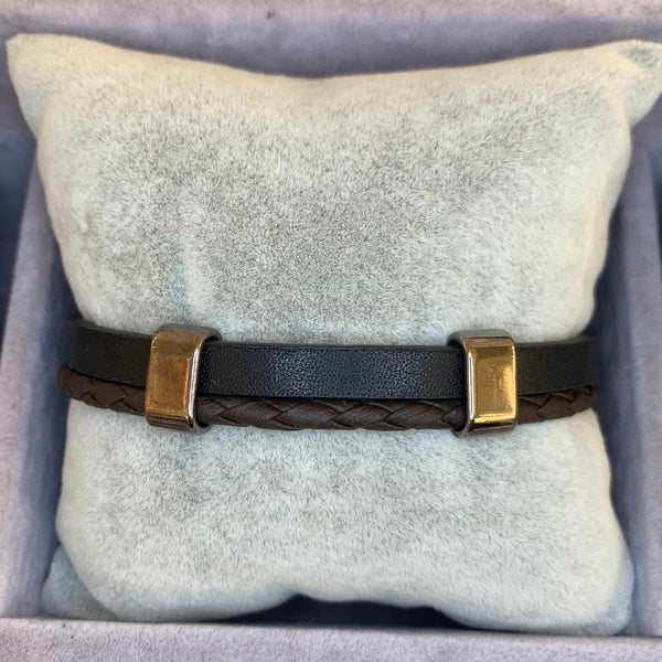 Dark Brown Stylish Leather Men Bracelet