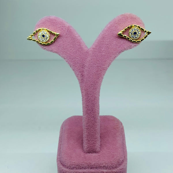 Greek Evil Eye Sterling Silver Stud Earrings