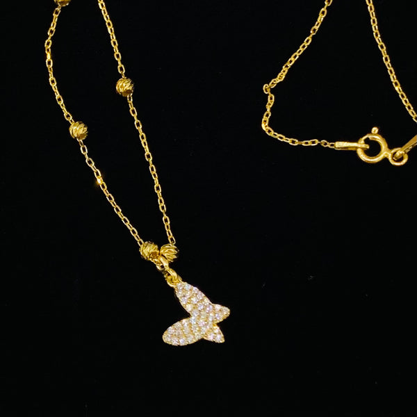Mini Butterfly Sterling Silver Necklace with Ball Chain