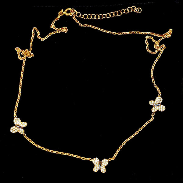 Triple Butterfly Sterling Silver Necklace