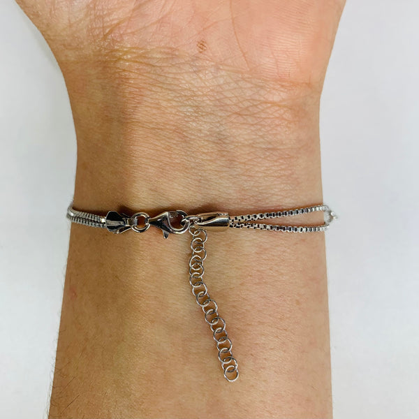 Elegant Butterfly Crystal Silver Bracelet – Adjustable Sterling Silver Chain