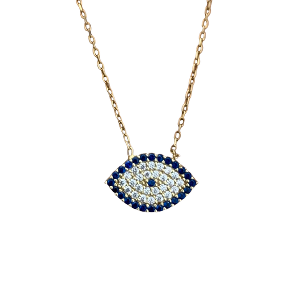 Eye Shape Crystal Evil Eye Silver Necklace