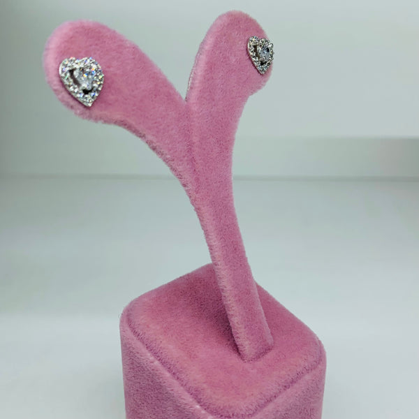 Heart Shape Stud Earrings with Crystals