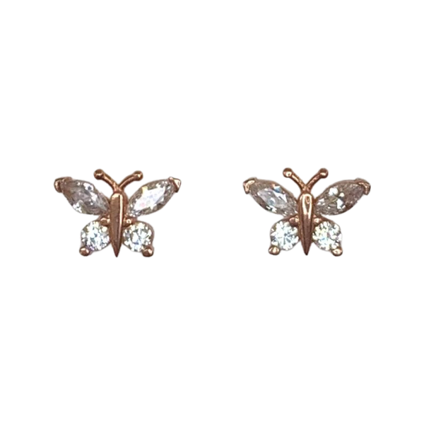 Crystal Butterfly Earrings 925 Sterling Silver