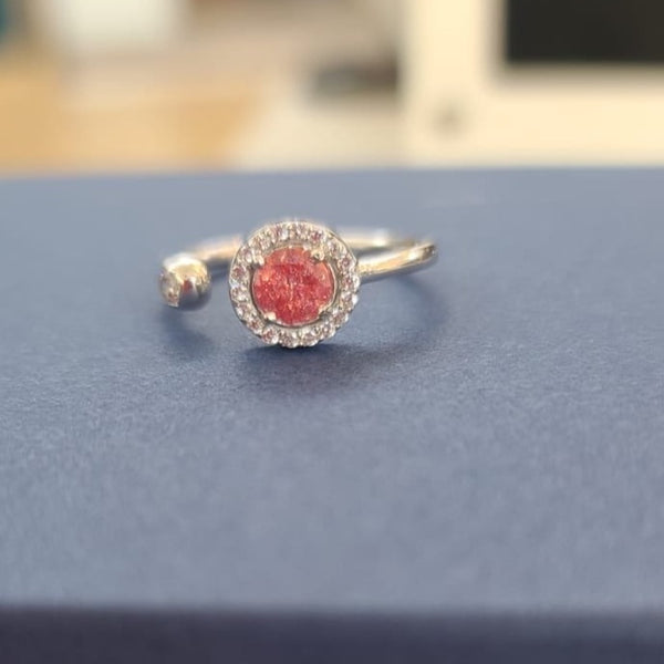 Princess Crystal Silver Ring Adjustable