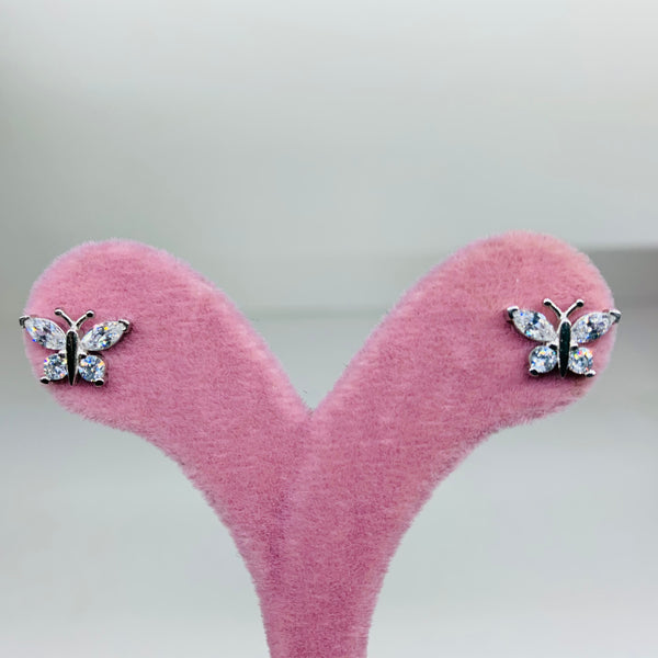 Crystal Butterfly Earrings 925 Sterling Silver