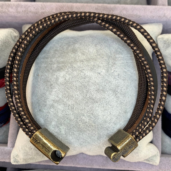 Multiple Strips Men Leather Bracelet