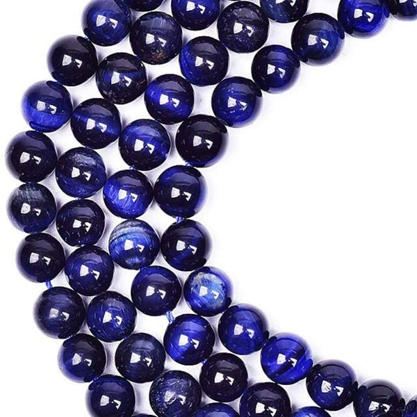 Blue Tiger Eye with Evil Eye Crystal Men Women Natural Gemstone Beaded Bracelet