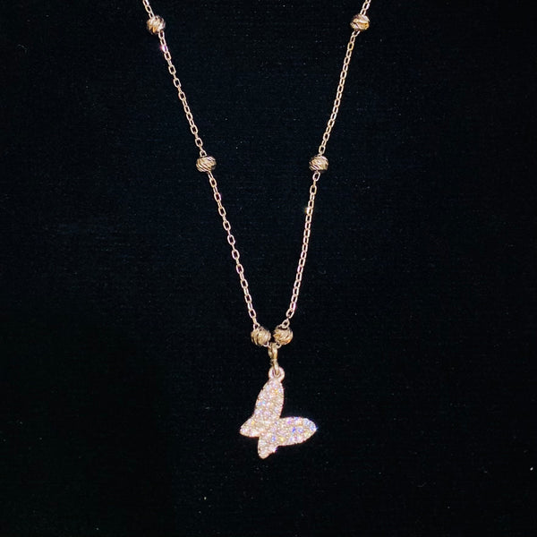 Mini Butterfly Sterling Silver Necklace with Ball Chain