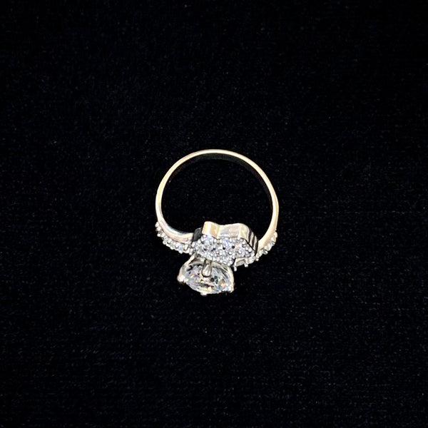 Shiny Crystal Hamsa Sterling Silver Ring