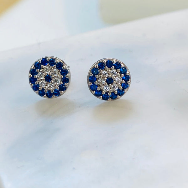 Evil Eye Stud Earrings Crystals CZ
