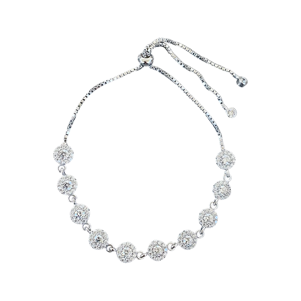 Super Shiny White Crystals Sterling Silver Bracelet