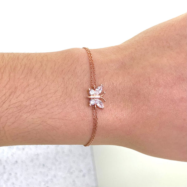 Mini Single Butterfly Sterling Silver Bracelet