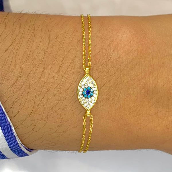 Evil Eye Sterling Silver Bracelet Lucky Charm
