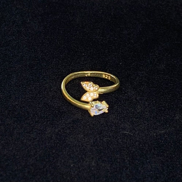 Handmade Butterfly Crystal Sterling Silver Ring