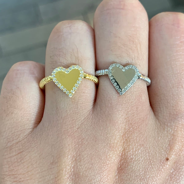 Mirror Heart Shape Sterling Silver Ring