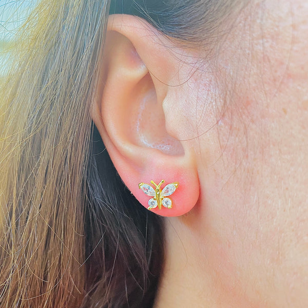 Crystal Butterfly Earrings 925 Sterling Silver