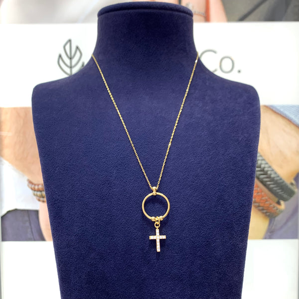 Cross Sterling Silver Necklace Circle