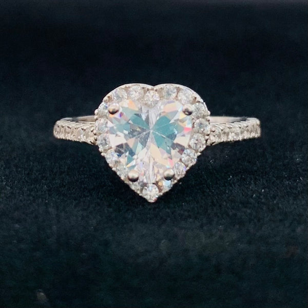Super Shiny Heart Shape Sterling Silver Ring