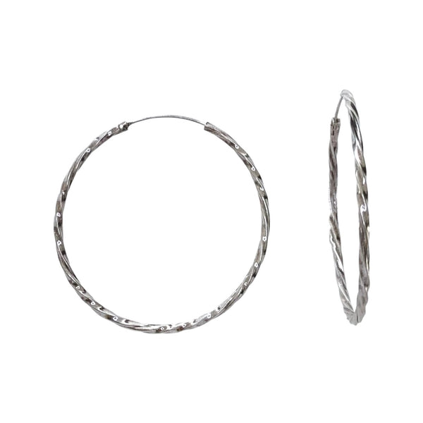 Big Twisted Sterling Silver Hoops Earrings