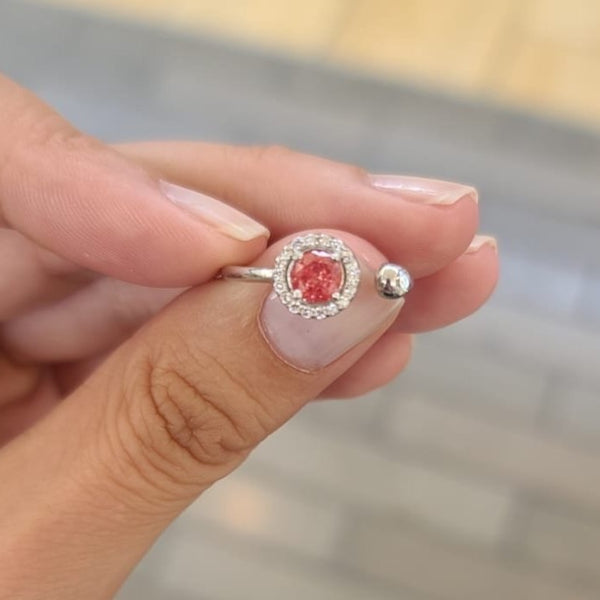 Princess Crystal Silver Ring Adjustable