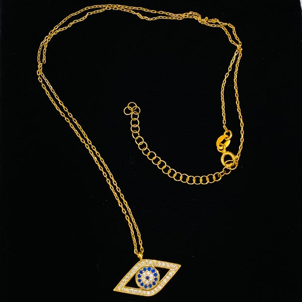 Turkish Blue Evil Eye Sterling Silver Necklace