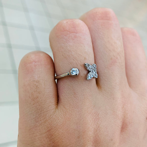 Butterfly Delicate Ring 925 Sterling Silver Adjustable