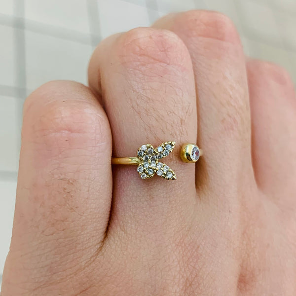 Butterfly Delicate Ring 925 Sterling Silver Adjustable