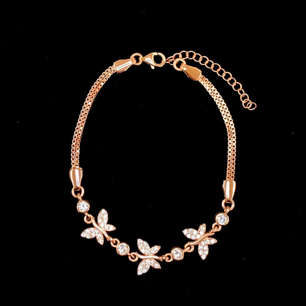 Elegant Butterfly Crystal Silver Bracelet – Adjustable Sterling Silver Chain