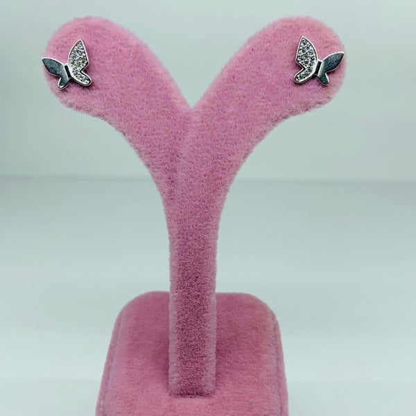 Modern Butterfly Sterling Silver Stud Earrings