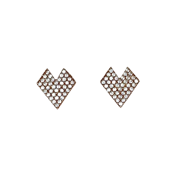 Geometric Rose Gold Stud Earrings Crystal
