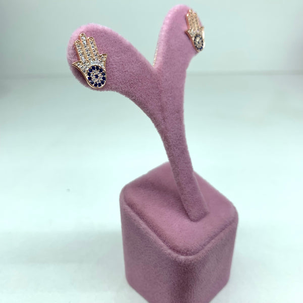 Hamsa Evil Eye Sterling Silver Earrings