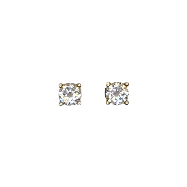 Circular Medium Shiny Sterling Silver Stud Earrings Gold Plated Silver