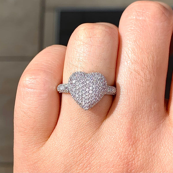 3D Heart Sterling Silver Ring
