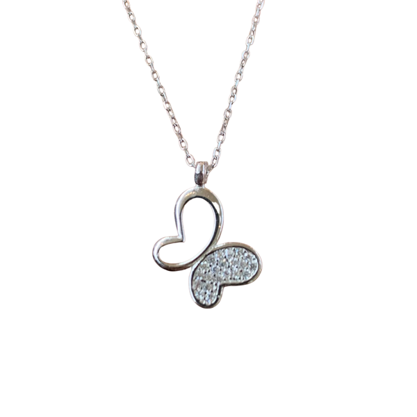 Single Butterfly Sterling Silver Necklace