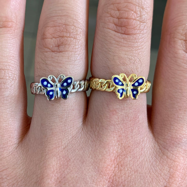 Thick Butterfly Sterling Silver Ring