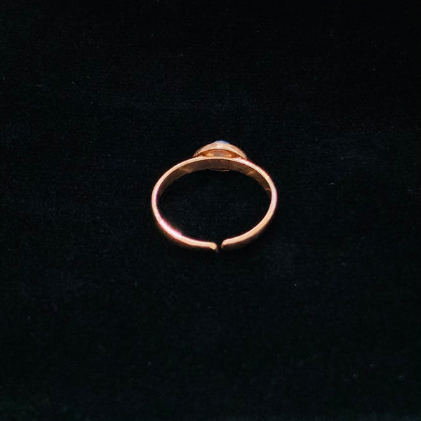 Blue Eye Shape Mini Ring Sterling Silver for Pinky Finger Adjustable Ring