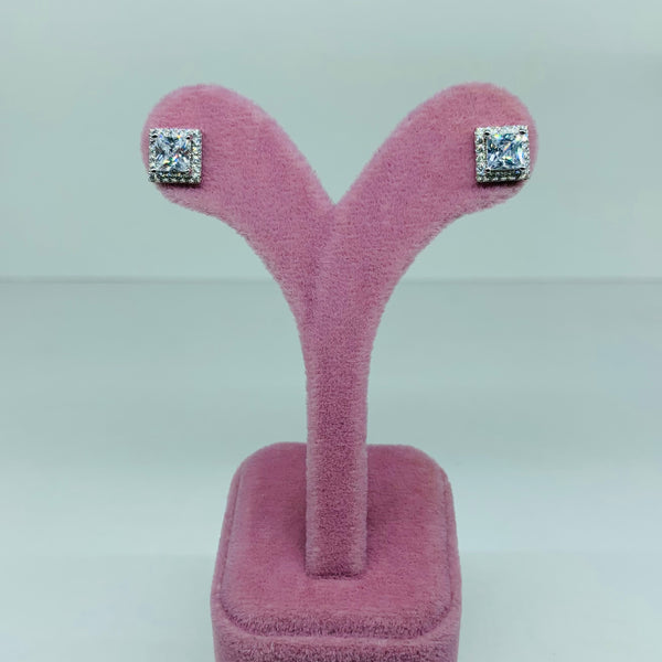 Square Frame Sterling Silver Stud Earrings