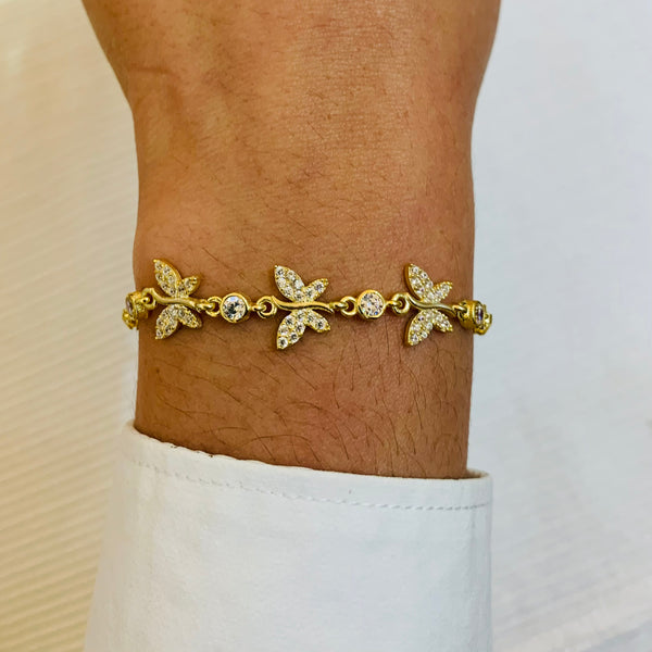 Elegant Butterfly Crystal Silver Bracelet – Adjustable Sterling Silver Chain