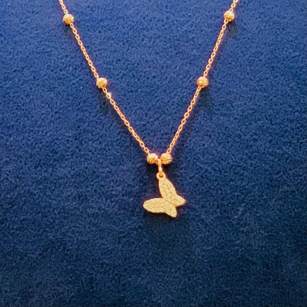 Mini Butterfly Sterling Silver Necklace with Ball Chain
