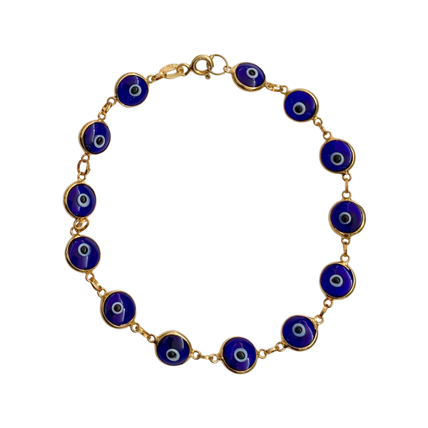 Turkish Glass Evil Eye Sterling Silver Bracelet