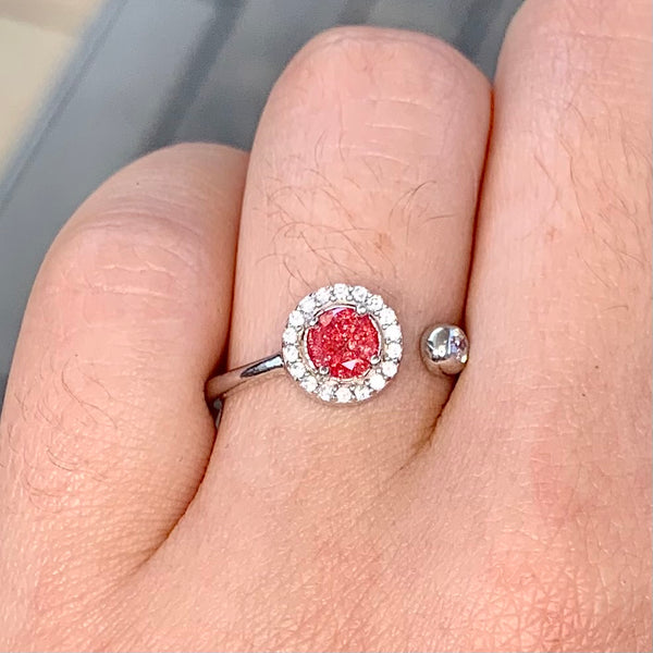 Princess Crystal Silver Ring Adjustable