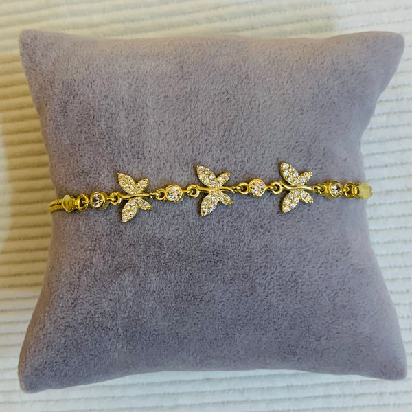 Elegant Butterfly Crystal Silver Bracelet – Adjustable Sterling Silver Chain