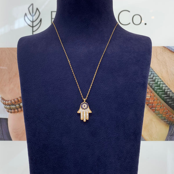 Evil Eye Hamsa Sterling Silver Necklace