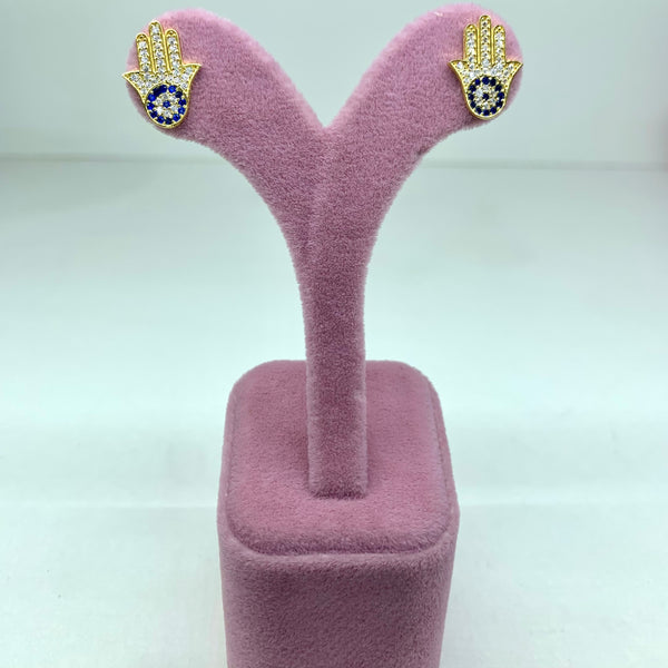 Hamsa Evil Eye Sterling Silver Earrings