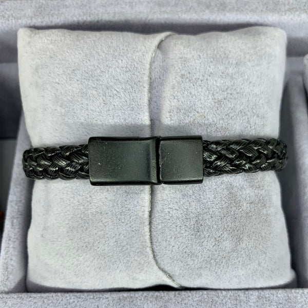 Thick Black Leather Bracelet