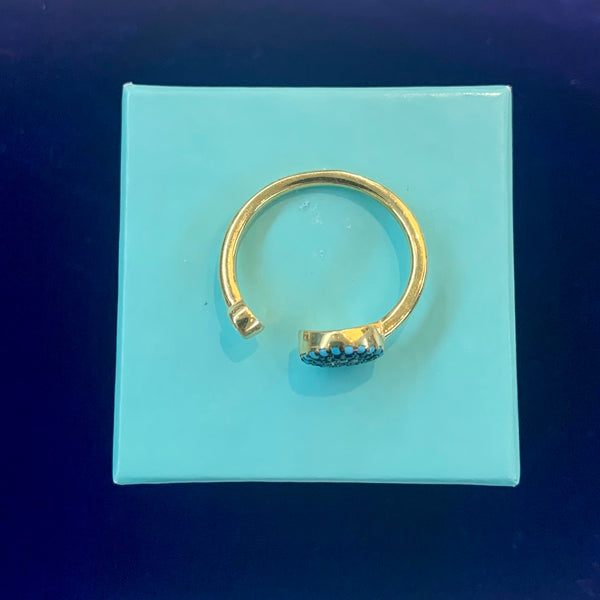 Blue Evil Eye Sterling Silver Ring Adjustable