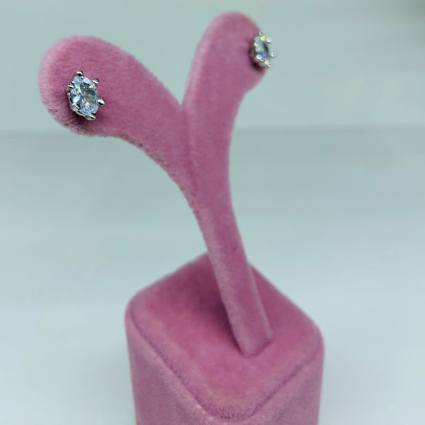 Elliptic Crystal Sterling Silver Stud Earrings