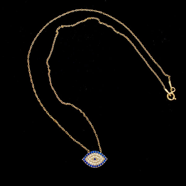 Eye Shape Crystal Evil Eye Silver Necklace