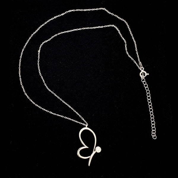 Half Butterfly Silhouette Necklace - Single Line Art Pendant